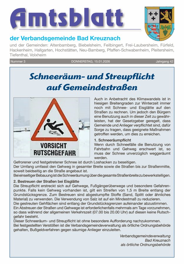 Amtsblatt der Verbandsgemeinde Bad Kreuznach Titelblatt 03/2026