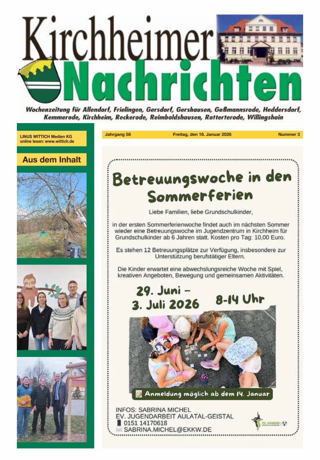 Kirchheimer Nachrichten Titelblatt 03/2026