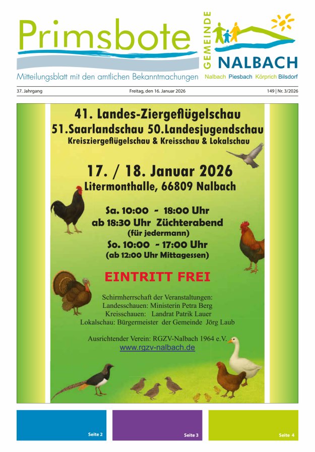 Primsbote Gemeinde Nalbach Titelblatt 03/2026