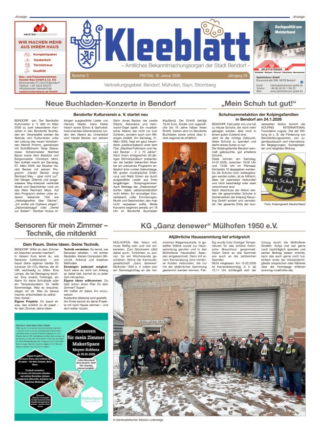 Kleeblatt - Amtliches Bekanntmachungsorgan der Stadt Bendorf Titelblatt 03/2026
