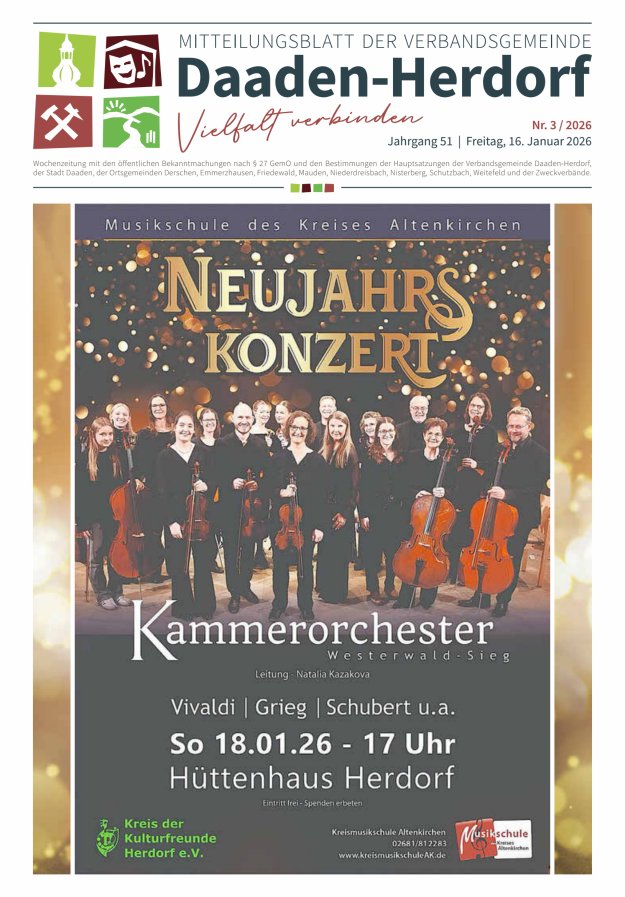 Mitteilungsblatt der Verbandsgemeinde Daaden-Herdorf Titelblatt 03/2026