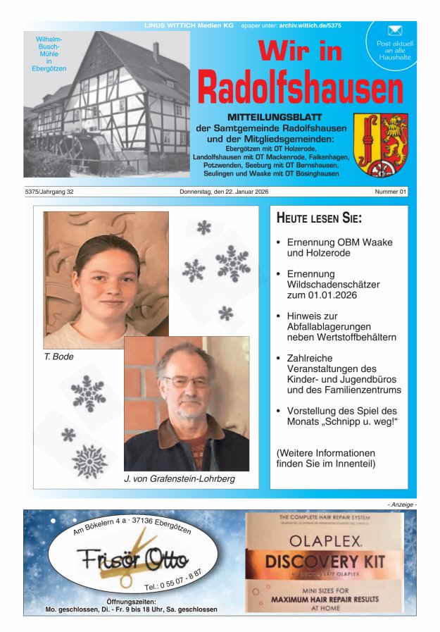 Wir in Radolfshausen Titelblatt 01/2026