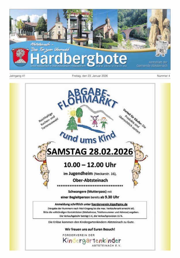 Hardbergbote - Mitteilungsblatt der Gemeinde Abtsteinach Titelblatt 04/2026