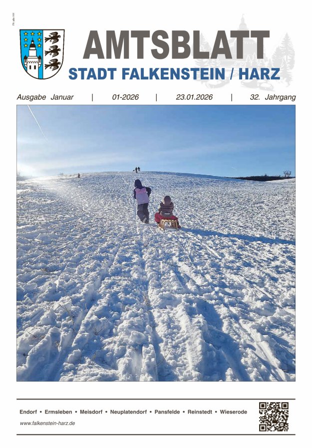 Amtsblatt der Stadt Falkenstein/Harz Titelblatt 01/2026