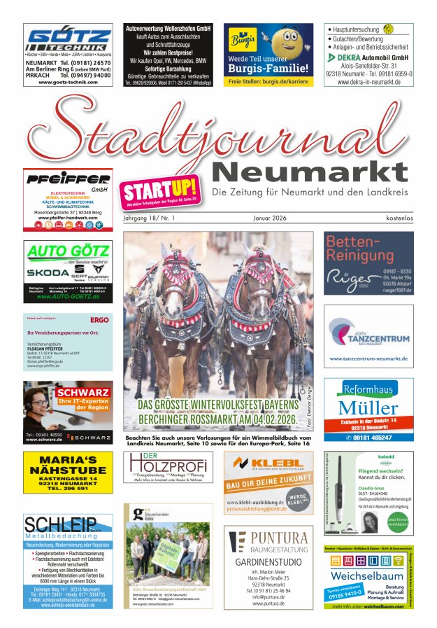 Stadtjournal Neumarkt Titelblatt 01/2026