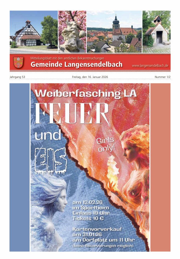 Mitteilungsblatt - Gemeinde Langensendelbach Titelblatt 01/2026