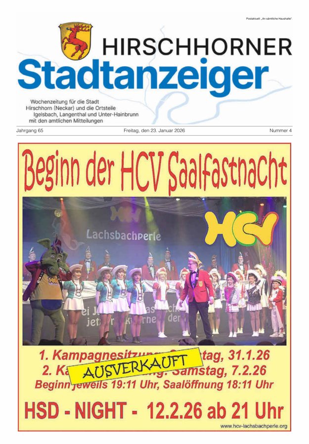 Hirschhorner Stadtanzeiger Titelblatt 04/2026