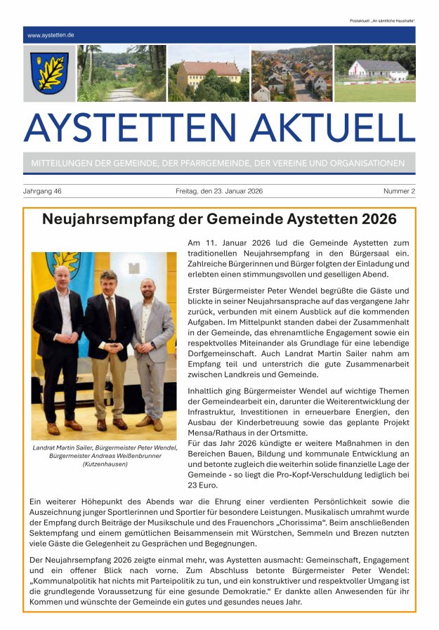 Aystetten Aktuell Wir über uns Titelblatt 02/2026