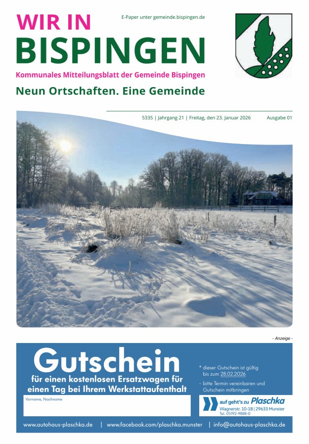 Wir in Bispingen Titelblatt 01/2026