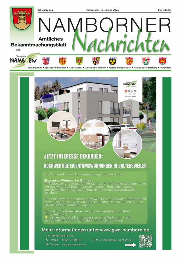 Namborner Nachrichten Titelblatt 03/2026
