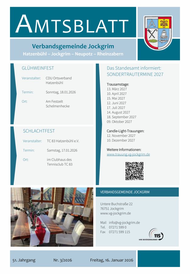 Amtsblatt VG Jockgrim Titelblatt 03/2026