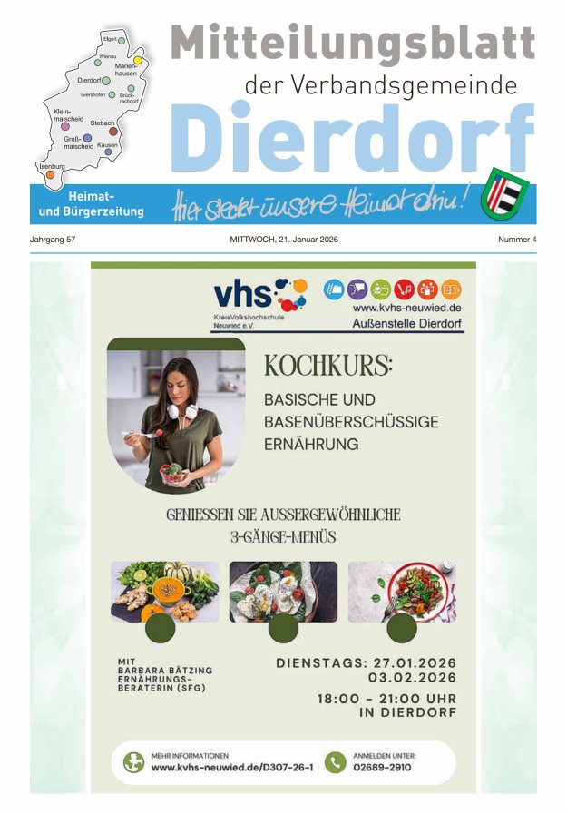 Mitteilungsblatt der Verbandsgemeinde Dierdorf Titelblatt 04/2026
