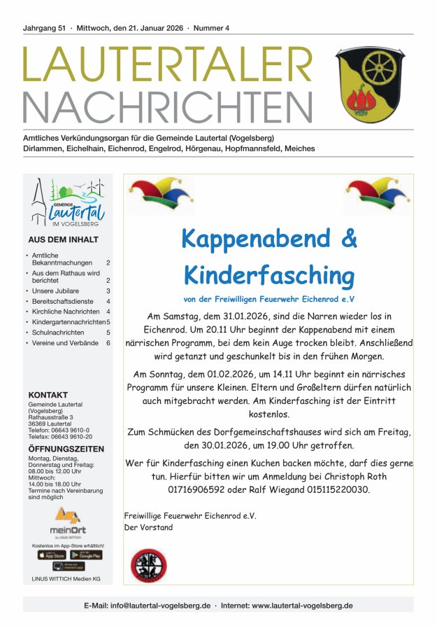 Lautertaler Nachrichten Titelblatt 04/2026