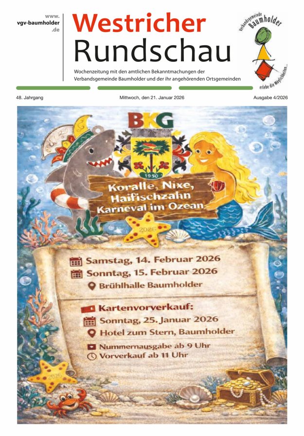 Westricher Rundschau VG Baumholder Titelblatt 04/2026