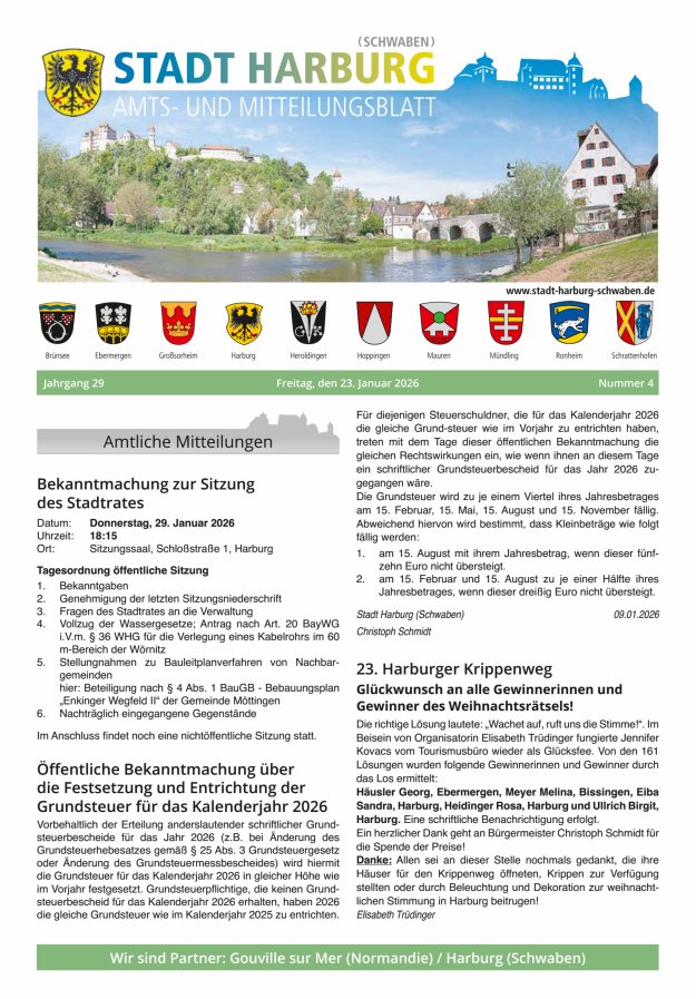 Amts- und Mitteilungsblatt der Stadt Harburg Titelblatt 04/2026
