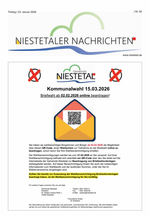 Niestetaler Nachrichten Titelblatt 02/2026