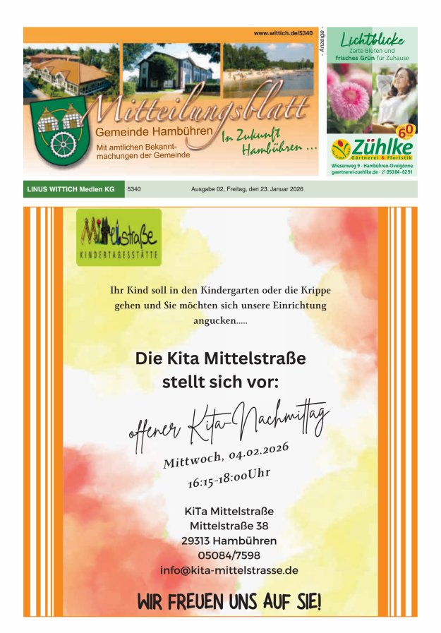 Mitteilungsblatt der Gemeinde Hambühren Titelblatt 02/2026