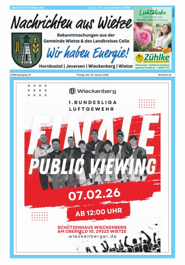 Nachrichten aus Wietze Titelblatt 02/2026