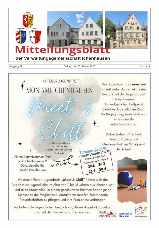 Mitteilungsblatt der Verwaltungsgemeinschaft Ichenhausen Titelblatt 02/2026