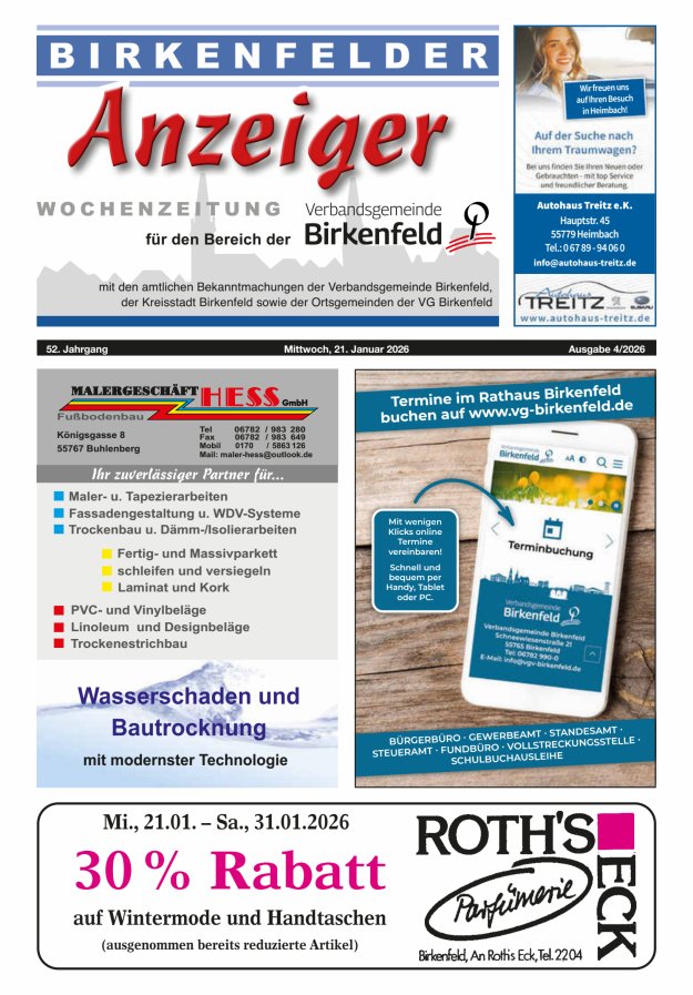 Birkenfelder Anzeiger Titelblatt 04/2026