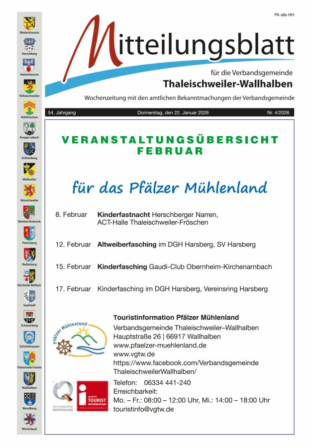 Mitteilungsblatt VG Thaleischweiler-Wallhalben Titelblatt 04/2026