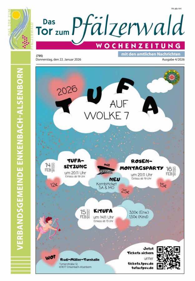 Das Tor zum Pfälzer Wald - VG Enkenbach-Alsenborn Titelblatt 04/2026