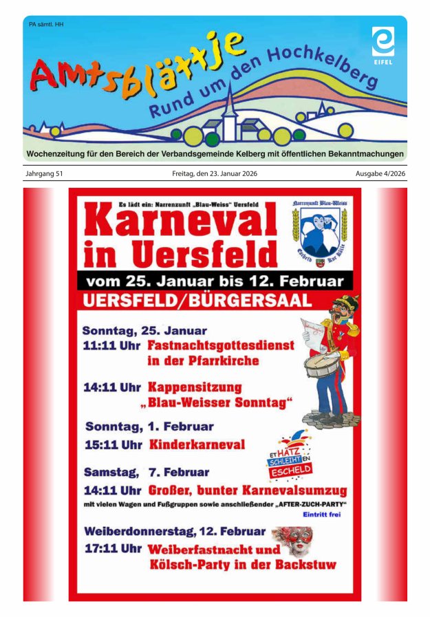 Amtsblättje - Rund um den Hochkelberg Titelblatt 04/2026