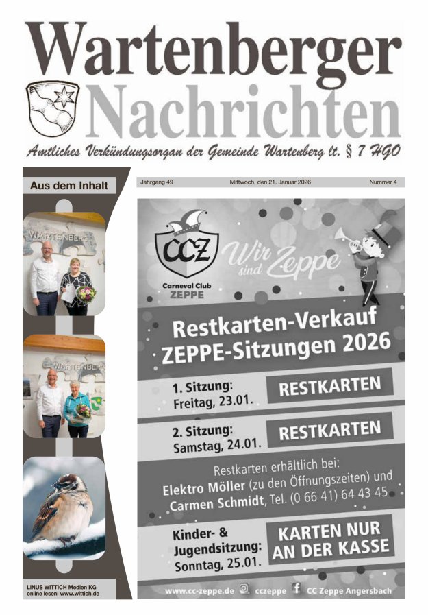 Wartenberger Nachrichten Titelblatt 04/2026