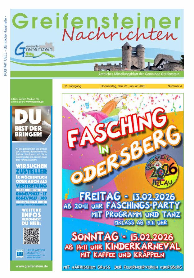 Mitteilungsblatt der Gemeinde Greifenstein Titelblatt 04/2026