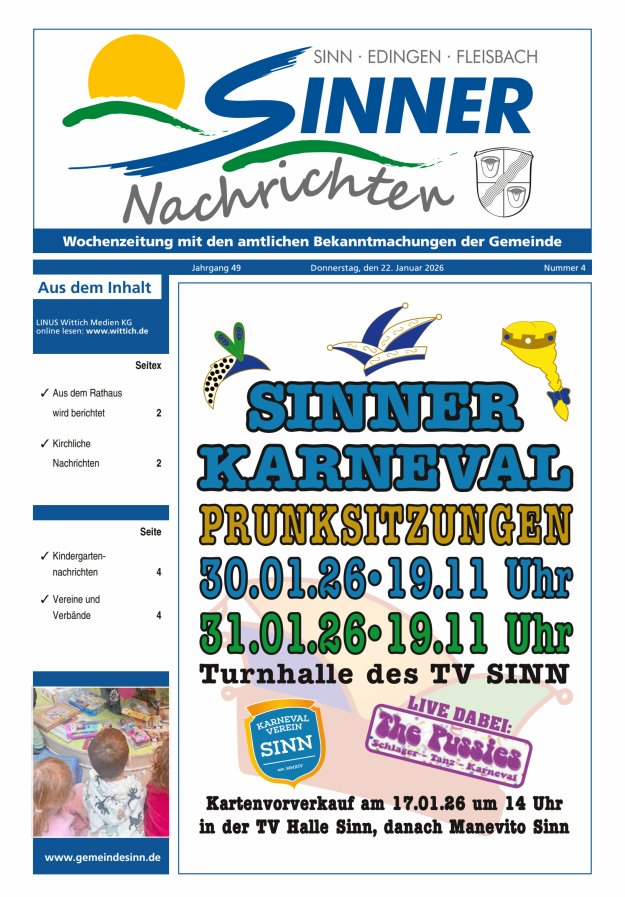 Sinner Nachrichten Titelblatt 04/2026