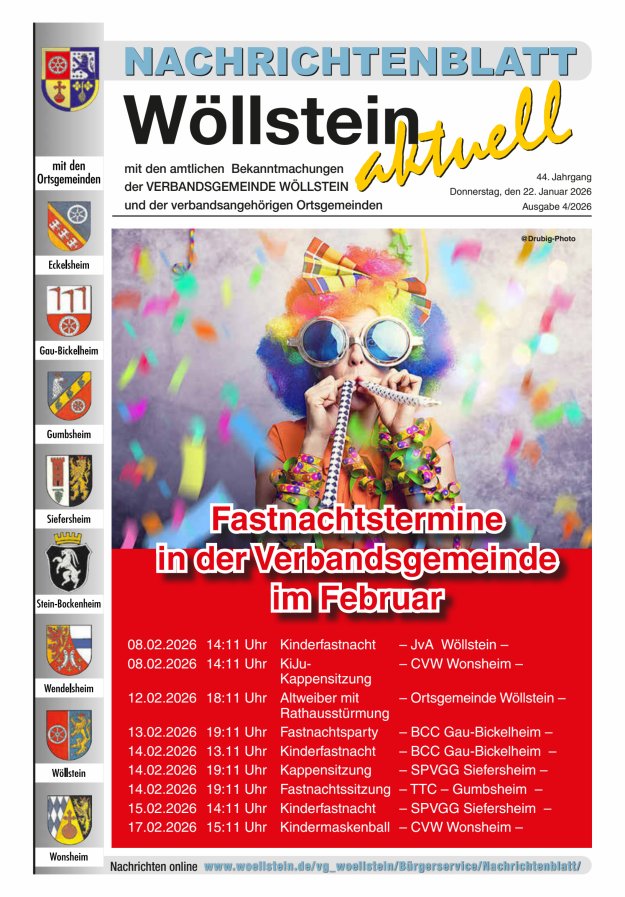 Nachrichtenblatt Wöllstein aktuell Titelblatt 04/2026