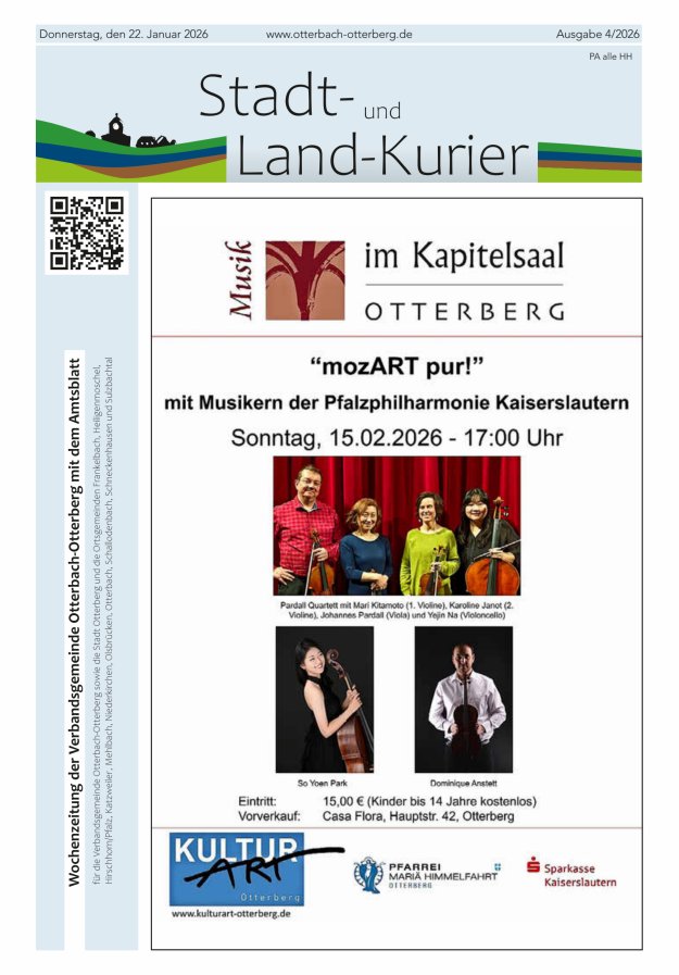 Stadt- und Land-Kurier Otterbach-Otterberg Titelblatt 04/2026