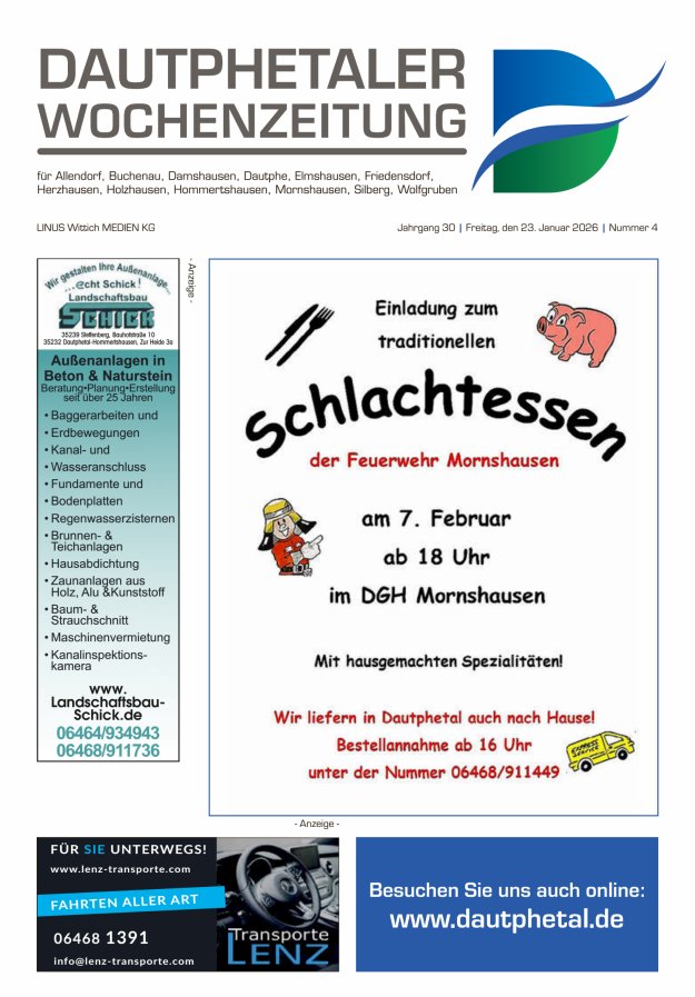 Dautphetaler Wochenzeitung Titelblatt 04/2026