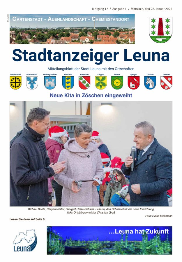 Stadtanzeiger – Mitteilungsblatt der Stadt Leuna mit den Ortschaften Titelblatt 01/2026