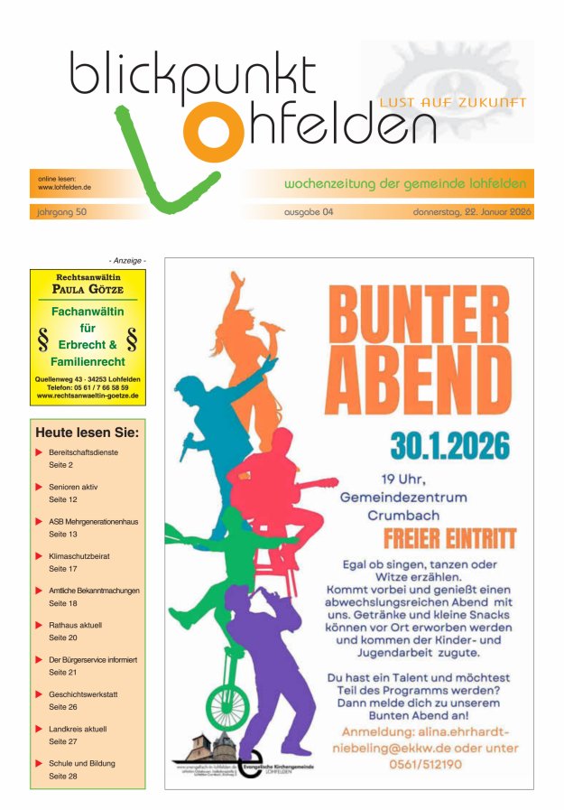 Blickpunkt Lohfelden Titelblatt 04/2026