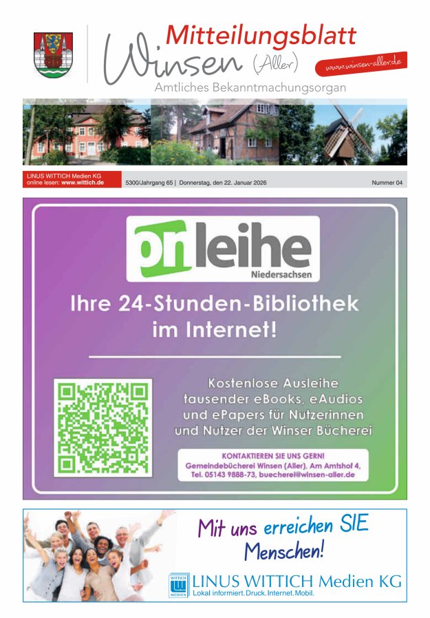 Mitteilungsblatt der Gemeinde Winsen Titelblatt 04/2026