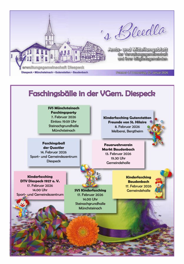 Amts- und Mitteilungsblatt VGem Diespeck Titelblatt 04/2026