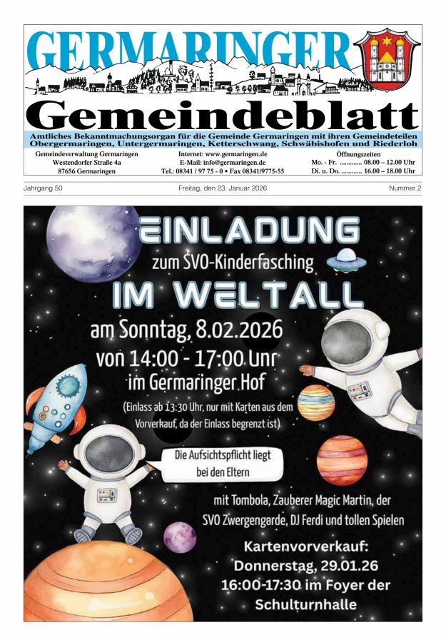 Germaringer Gemeindeblatt Titelblatt 02/2026
