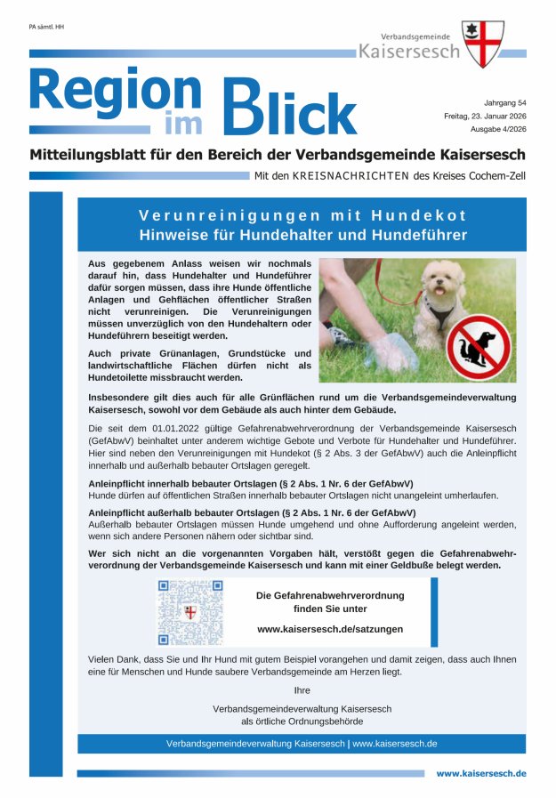Region im Blick VG Kaisersesch Titelblatt 04/2026