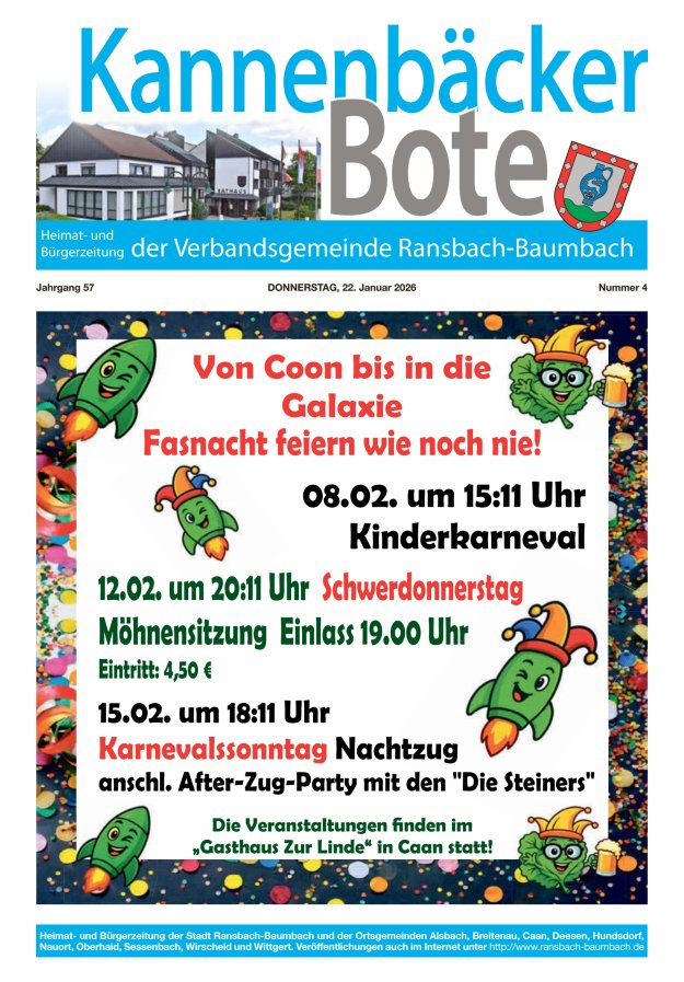 Kannenbäcker-Bote der Verbandsgemeinde Ransbach-Baumbach Titelblatt 04/2026