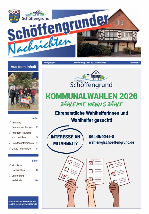 Schöffengrunder Nachrichten Titelblatt 04/2026