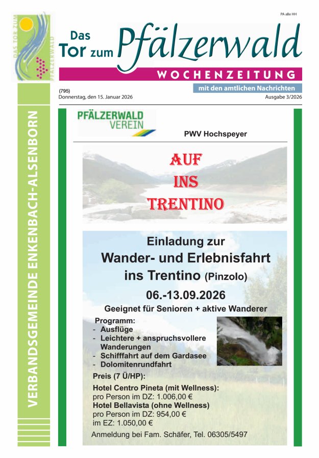 Das Tor zum Pfälzer Wald - VG Enkenbach-Alsenborn Titelblatt 03/2026