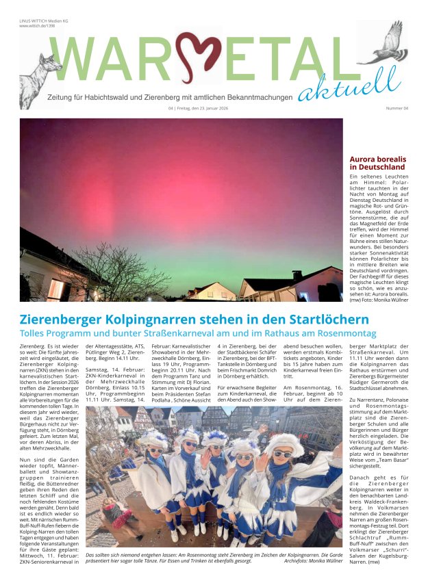 Warmetal aktuell (Habichtswald + Zierenberg) Titelblatt 04/2026