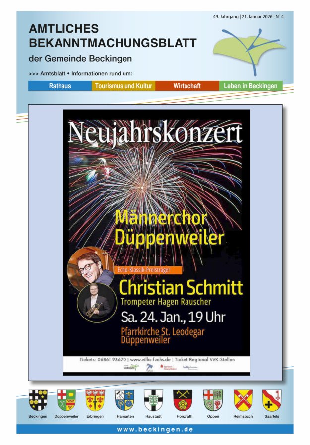 Amtsblatt Beckingen Titelblatt 04/2026