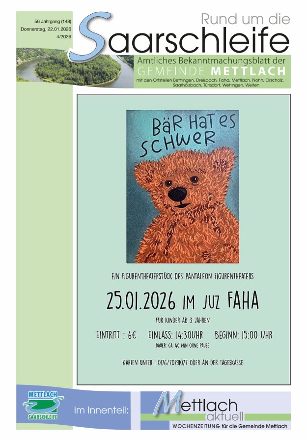Rund um die Saarschleife Gemeinde Mettlach Titelblatt 04/2026