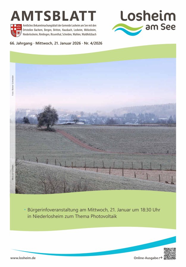 Amtliches Bekanntmachungsblatt der Gemeinde Losheim am See Titelblatt 04/2026
