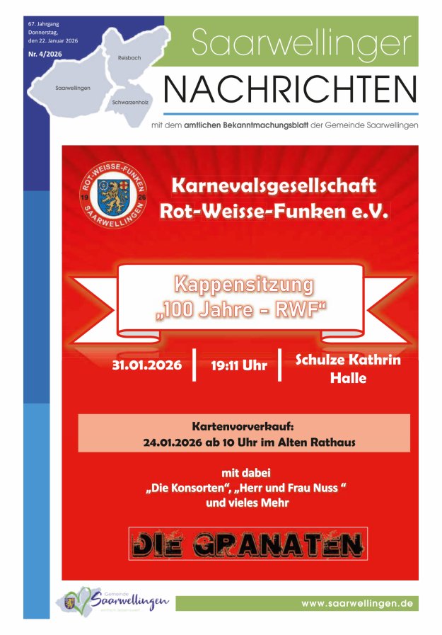 Saarwellinger Nachrichten Titelblatt 04/2026