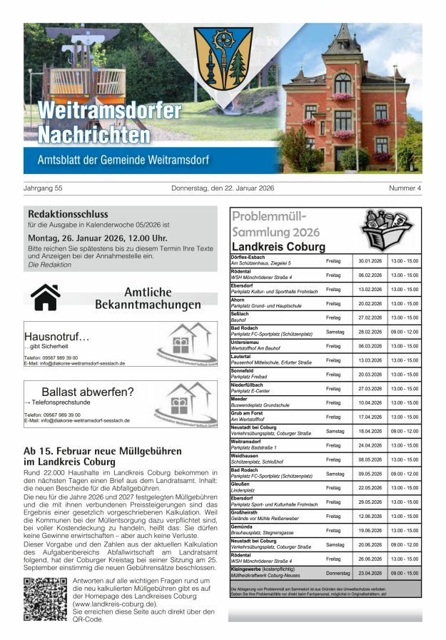 Weitramsdorfer Nachrichten Titelblatt 04/2026