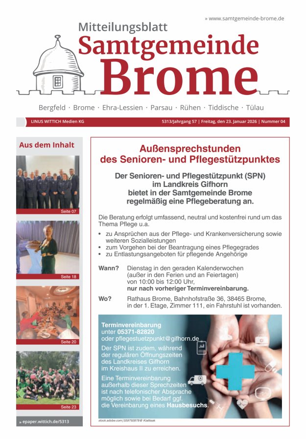 Mitteilungsblatt der Samtgemeinde Brome Titelblatt 04/2026