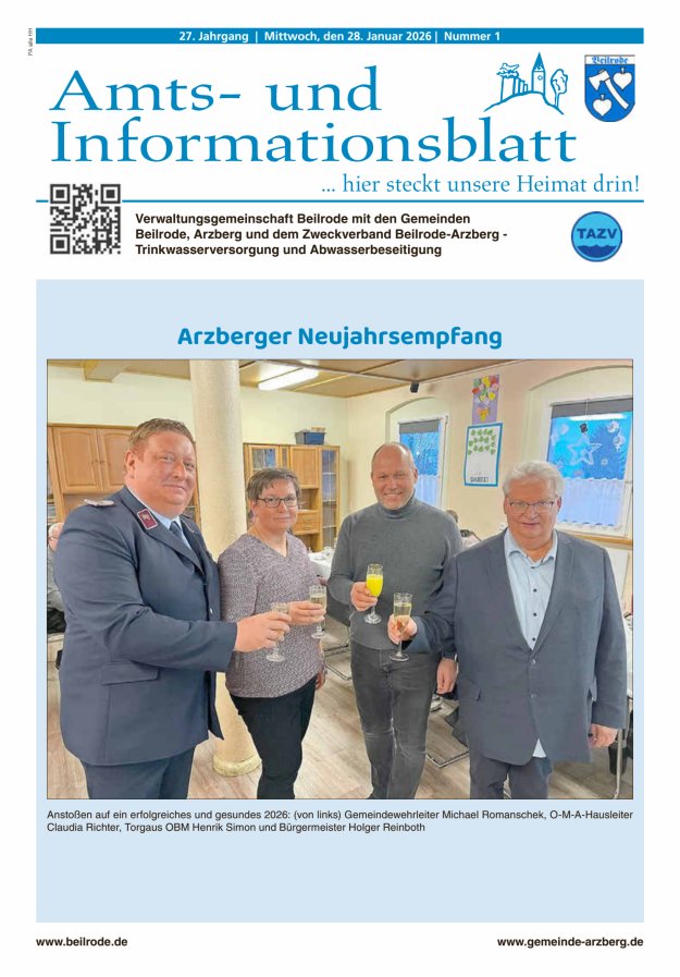 Amts- und Informationsblatt der Verwaltungsgemeinschaft Beilrode Titelblatt 01/2026